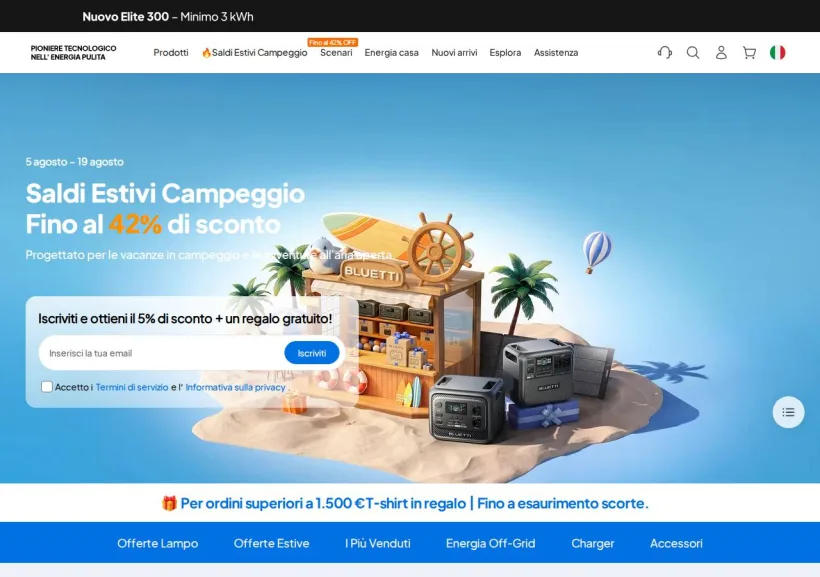 Schermata della pagina offerta di Bluetti