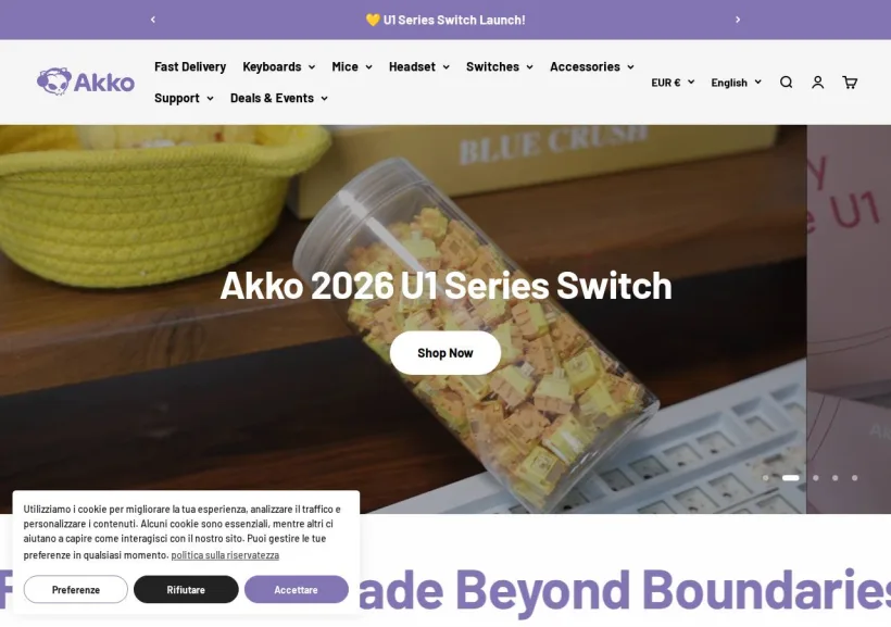 Schermata della pagina offerta di AKKO