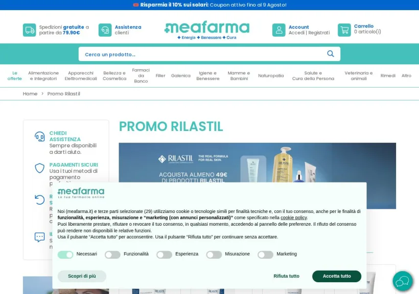 Schermata della pagina offerta di MeaFarma