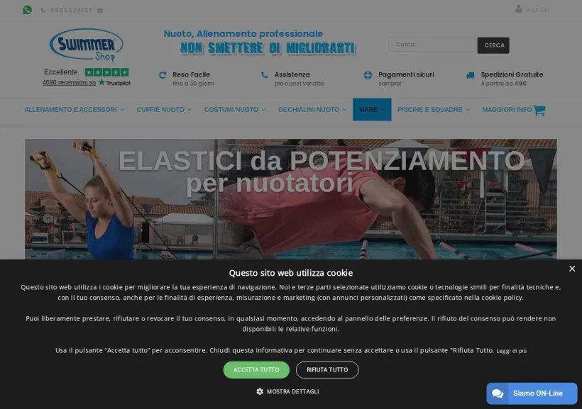 Schermata della pagina offerta di Swimmershop