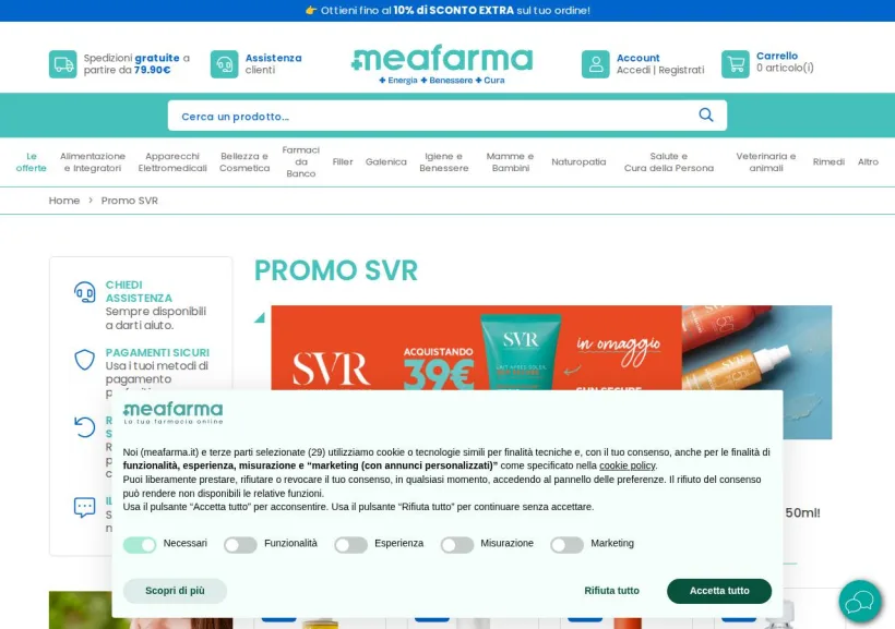 Schermata della pagina offerta di MeaFarma