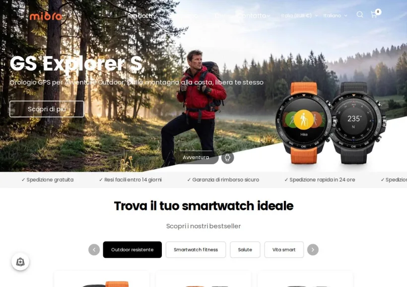 Schermata della pagina offerta di Mibrofit
