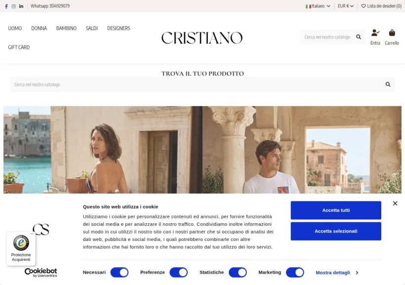 Schermata della pagina offerta di Cristiano Calzature