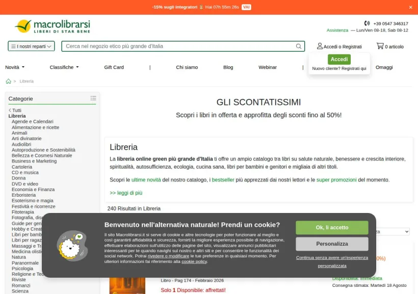 Schermata della pagina offerta di Macrolibrarsi