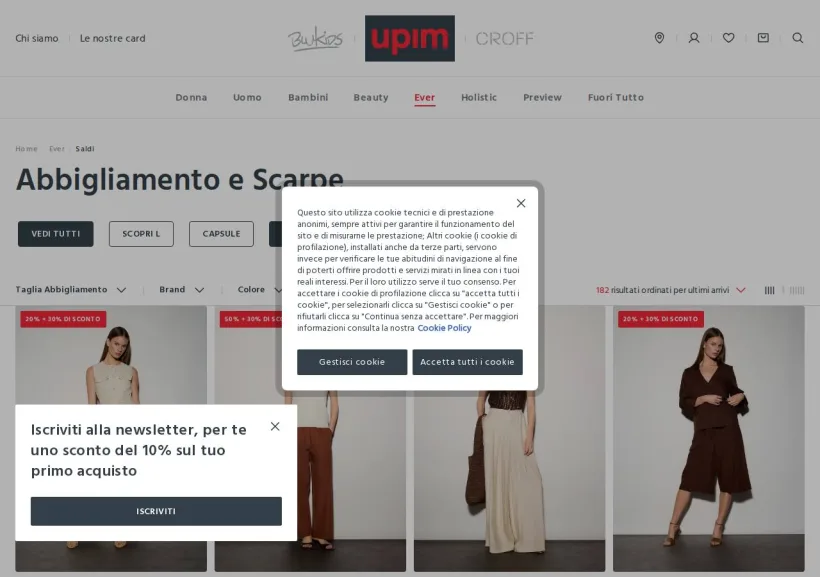 Schermata della pagina offerta di Upim