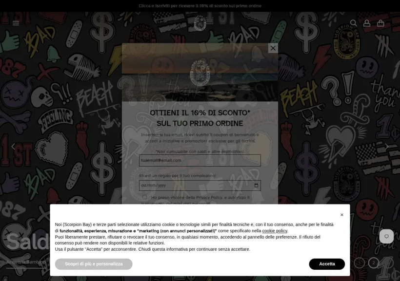 Schermata della pagina offerta di Scorpion Bay