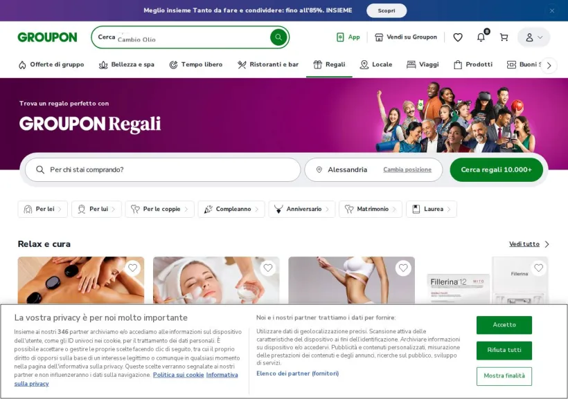 Schermata della pagina offerta di Groupon