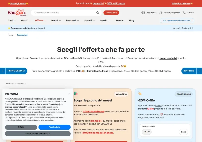 Schermata della pagina offerta di Bauzaar