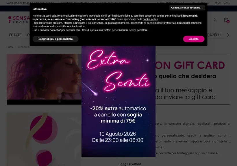 Schermata della pagina offerta di SensationProfumerie