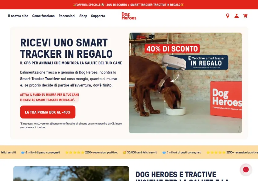 Schermata della pagina offerta di Dog Heroes