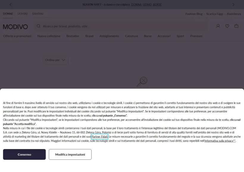 Schermata della pagina offerta di Modivo
