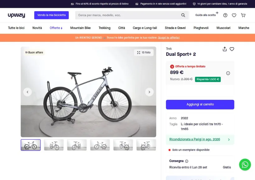 Schermata della pagina offerta di Upway Italia