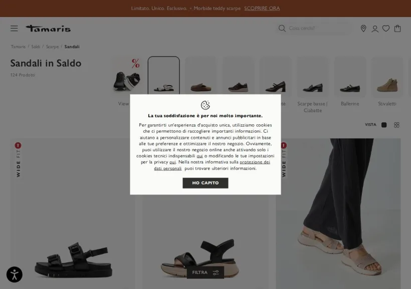 Schermata della pagina offerta di Tamaris