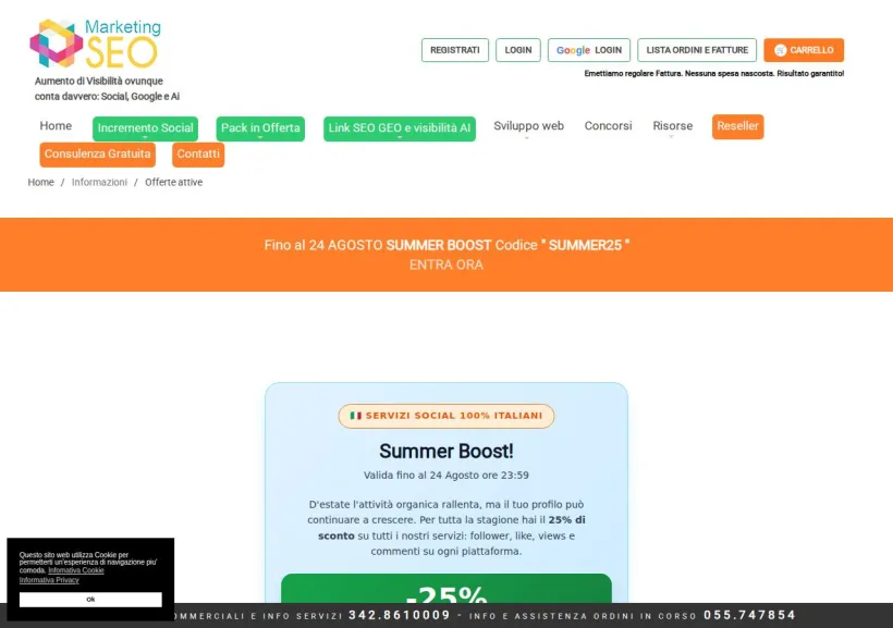 Schermata della pagina offerta di Marketing-seo.it AI service