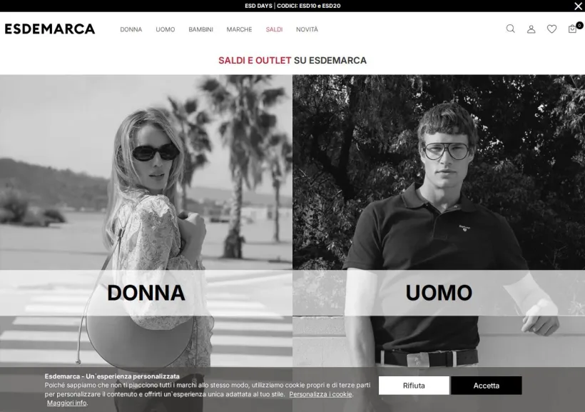 Schermata della pagina offerta di Esdemarca