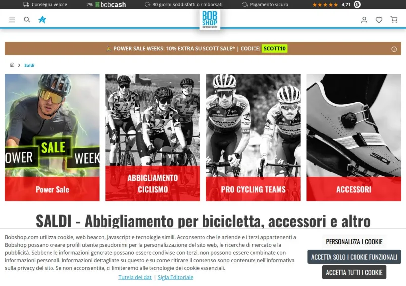 Schermata della pagina offerta di Bobshop