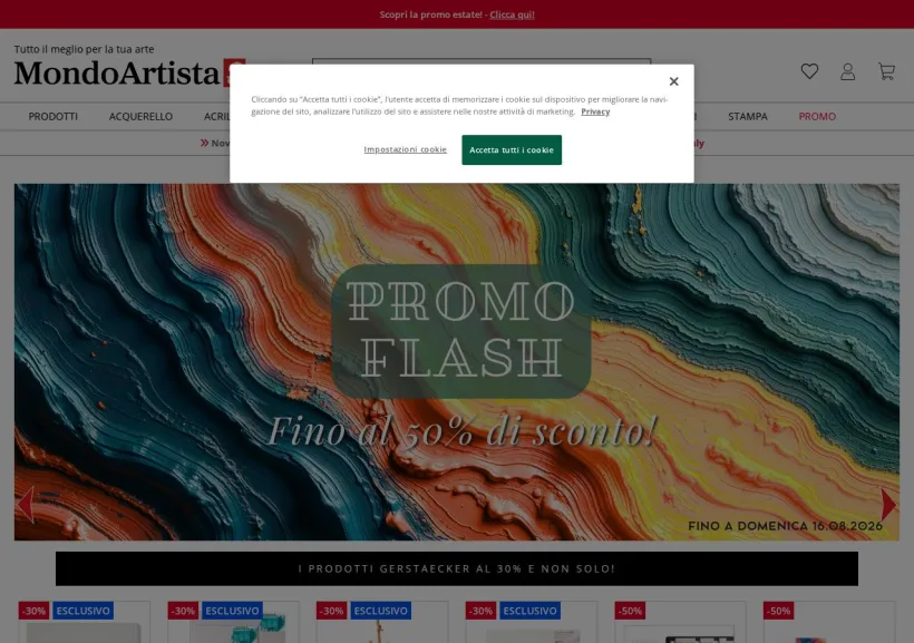 Schermata della pagina offerta di Mondo Artista