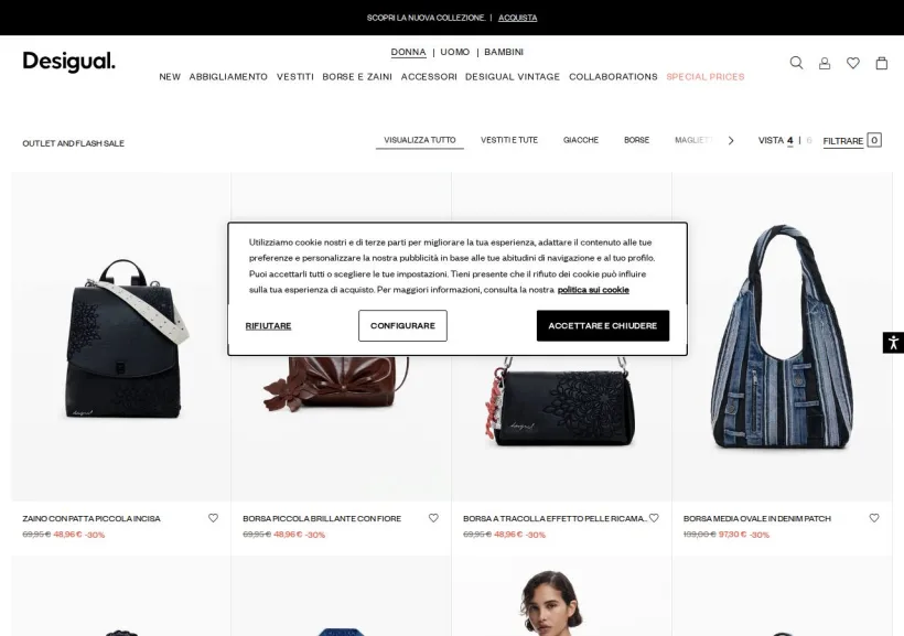 Schermata della pagina offerta di Desigual