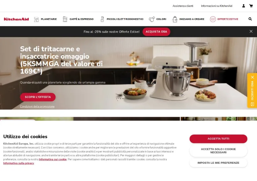 Schermata della pagina offerta di KitchenAid
