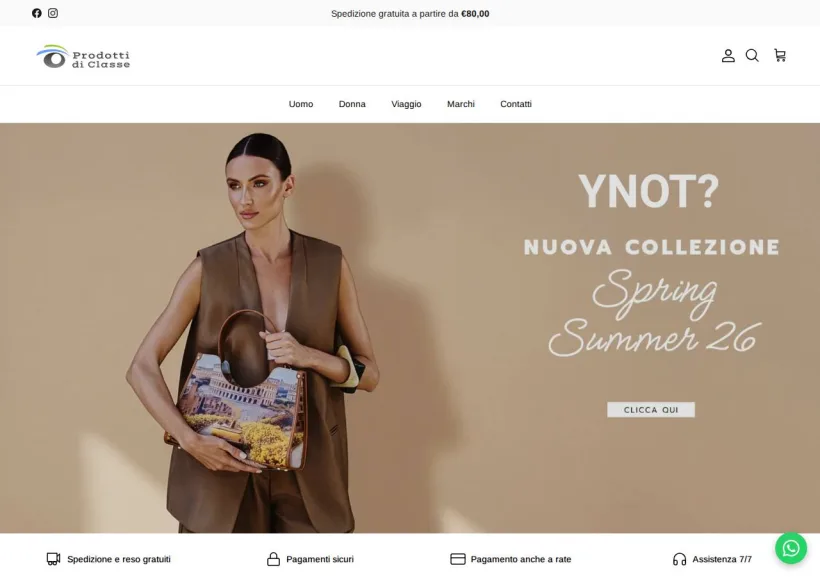 Schermata della pagina offerta di Prodotti di classe