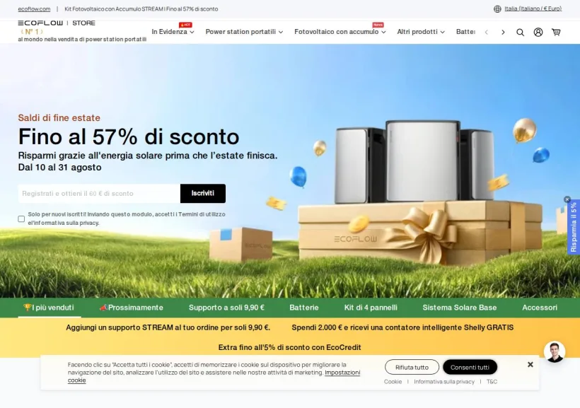 Schermata della pagina offerta di EcoFlow Italia