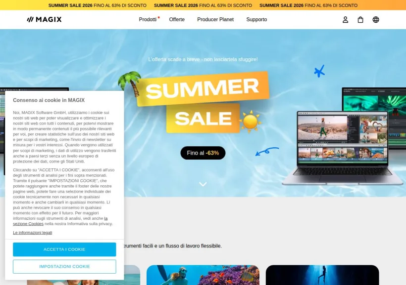 Schermata della pagina offerta di Magix & Vegas