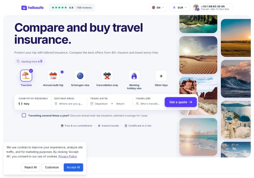 Schermata della pagina offerta di HelloSafe
