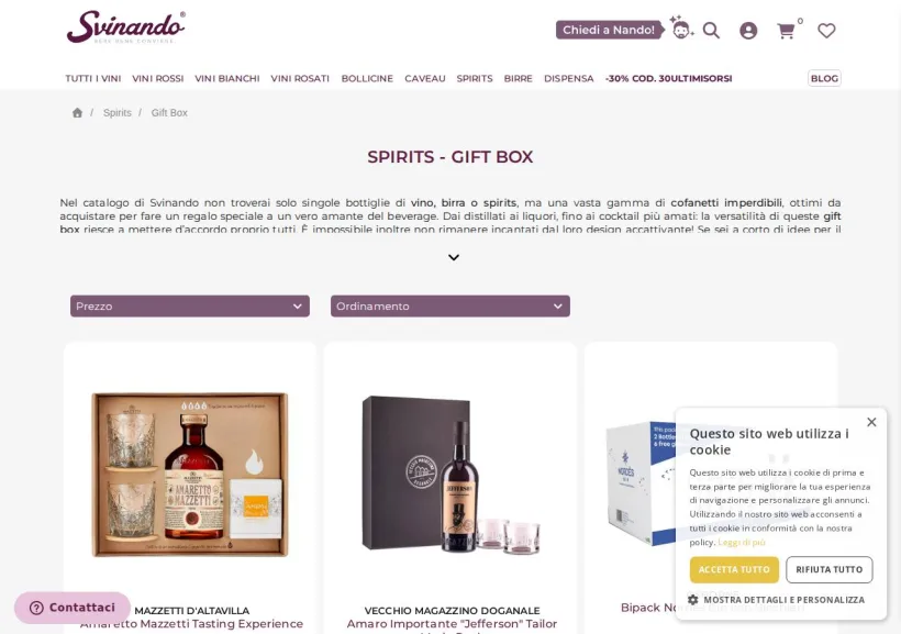 Schermata della pagina offerta di Svinando