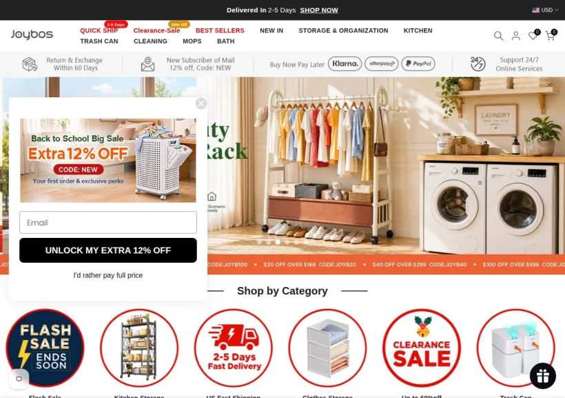 Schermata della pagina offerta di Joybos