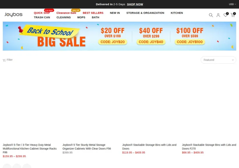 Schermata della pagina offerta di Joybos