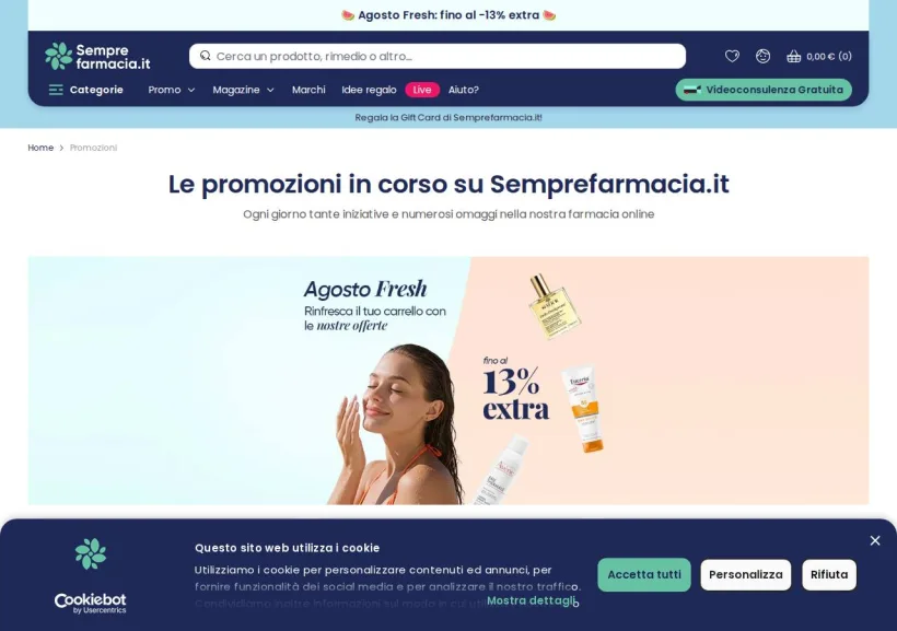 Schermata della pagina offerta di Semprefarmacia