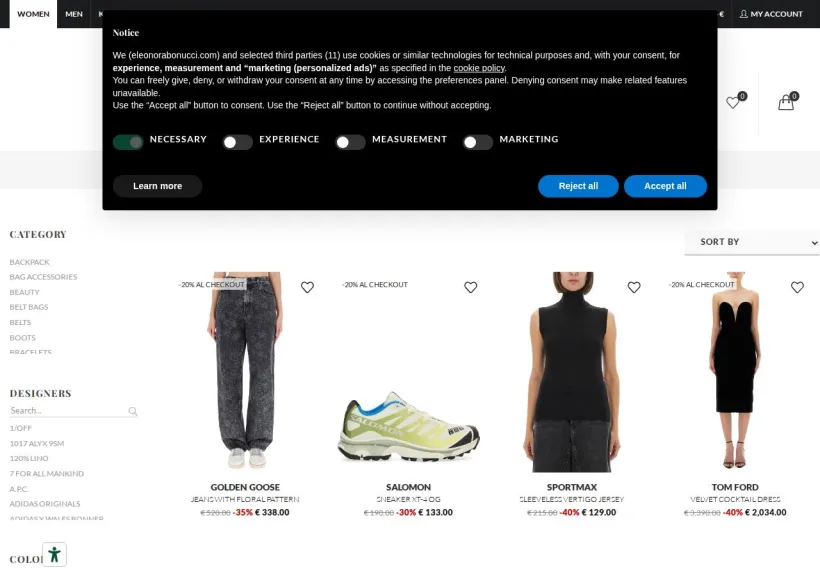 Schermata della pagina offerta di Eleonora Bonucci