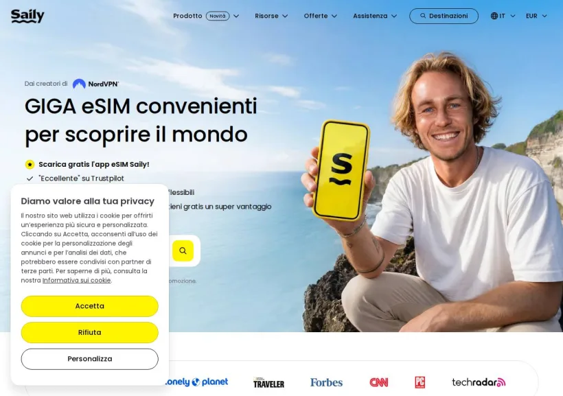 Schermata della pagina offerta di Saily