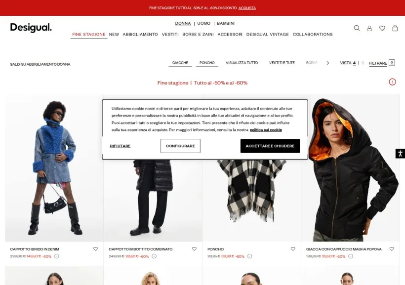 Schermata della pagina offerta di Desigual