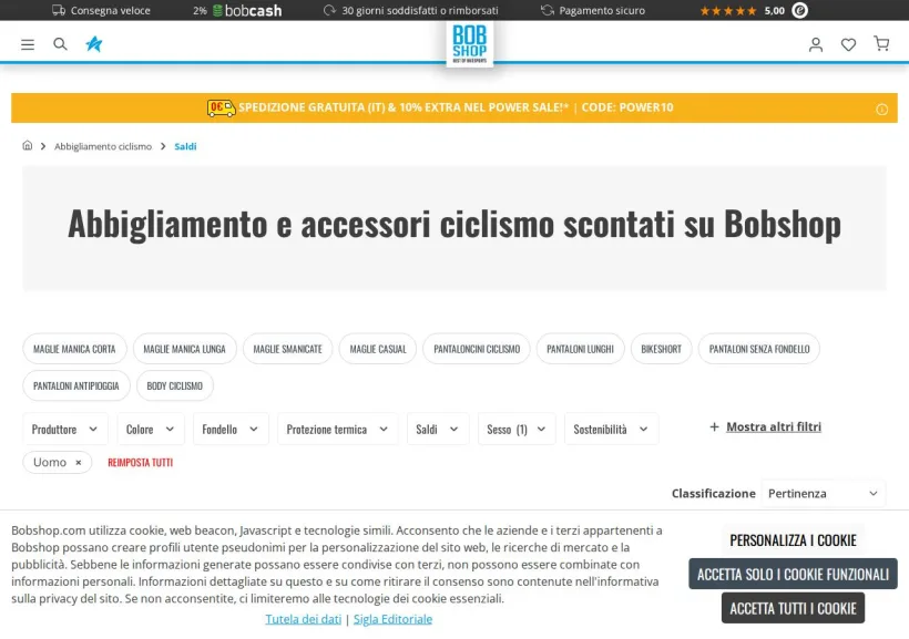 Schermata della pagina offerta di Bobshop