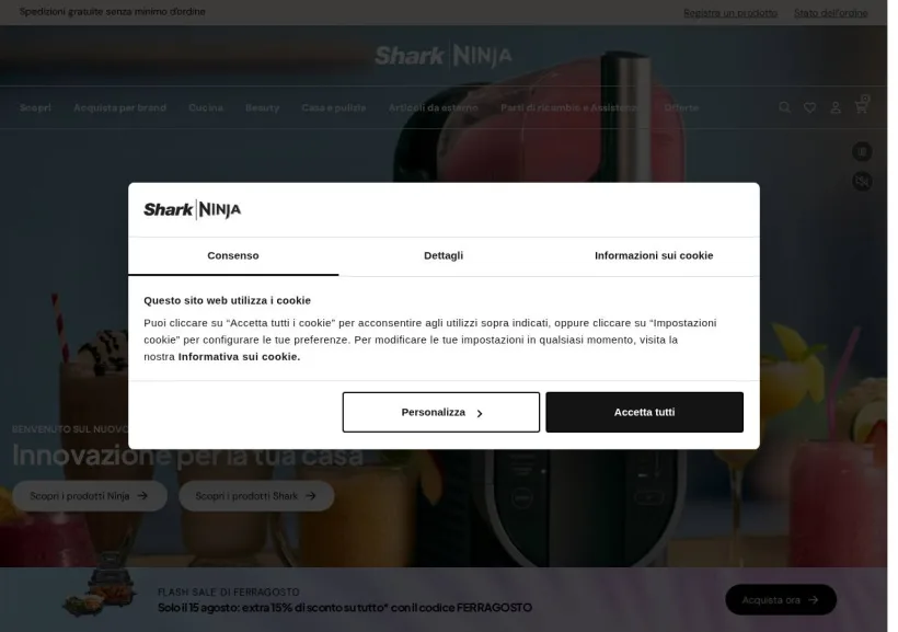 Schermata della pagina offerta di Shark