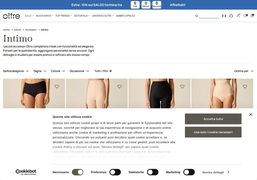 Schermata della pagina offerta di Oltre