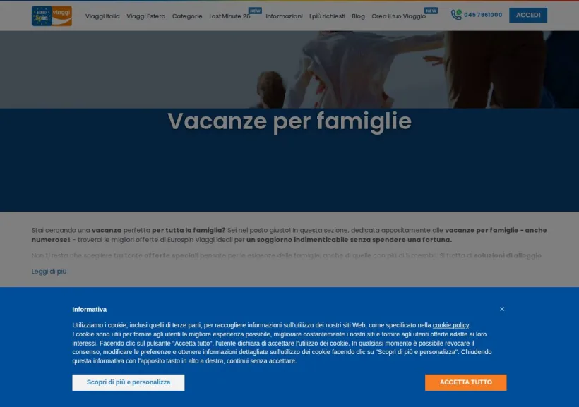Schermata della pagina offerta di Eurospin Viaggi