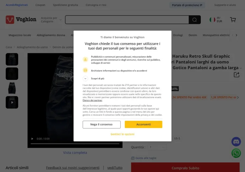 Schermata della pagina offerta di Voghion