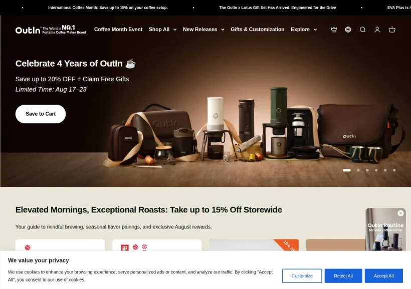 Schermata della pagina offerta di OutIn