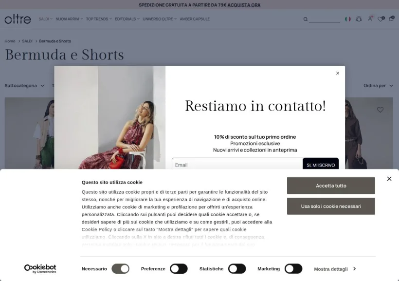 Schermata della pagina offerta di Oltre