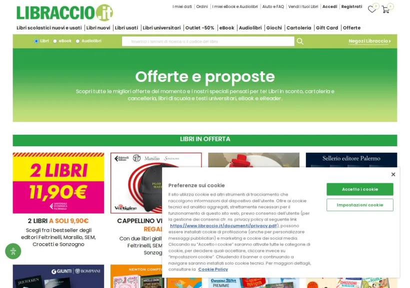 Schermata della pagina offerta di Libraccio