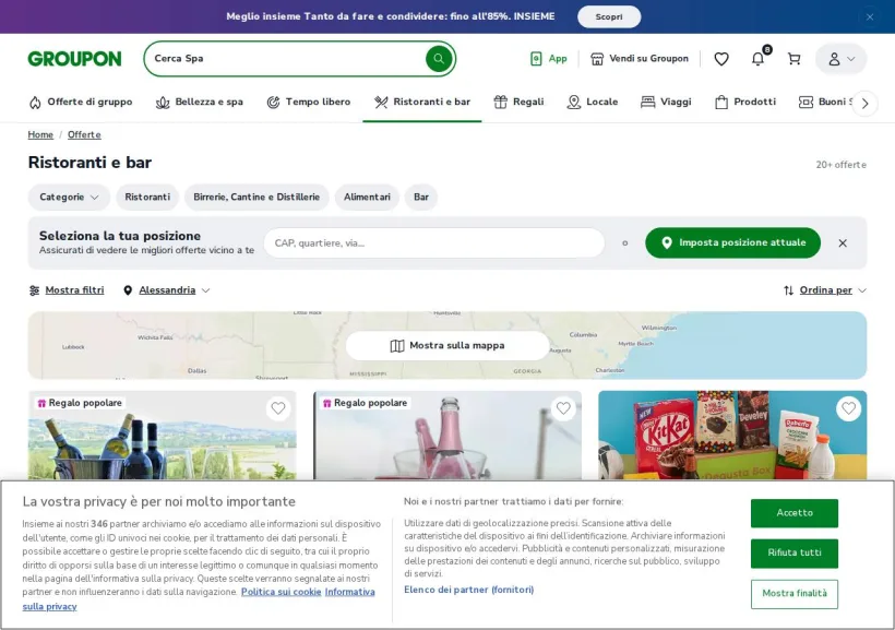 Schermata della pagina offerta di Groupon