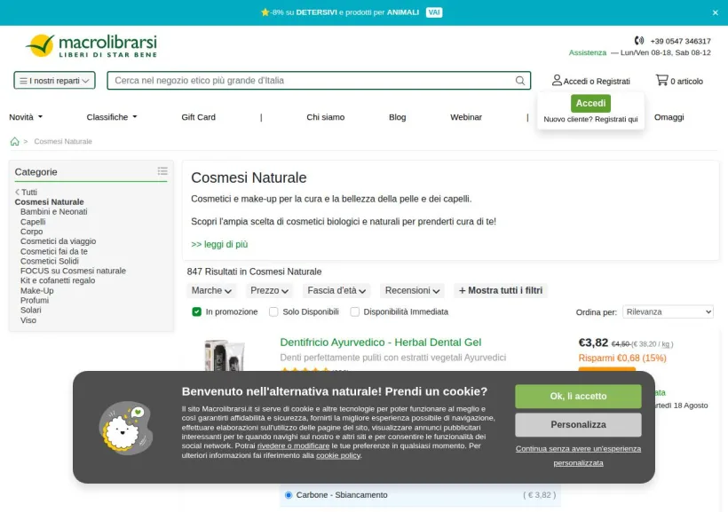 Schermata della pagina offerta di Macrolibrarsi