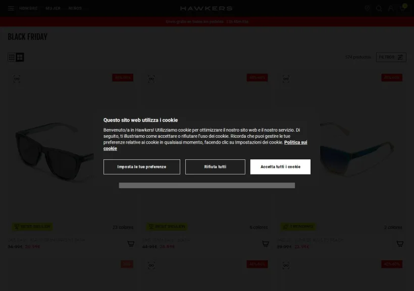 Schermata della pagina offerta di Hawkers