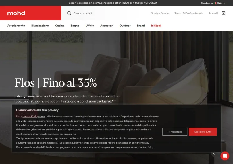 Schermata della pagina offerta di MOHD