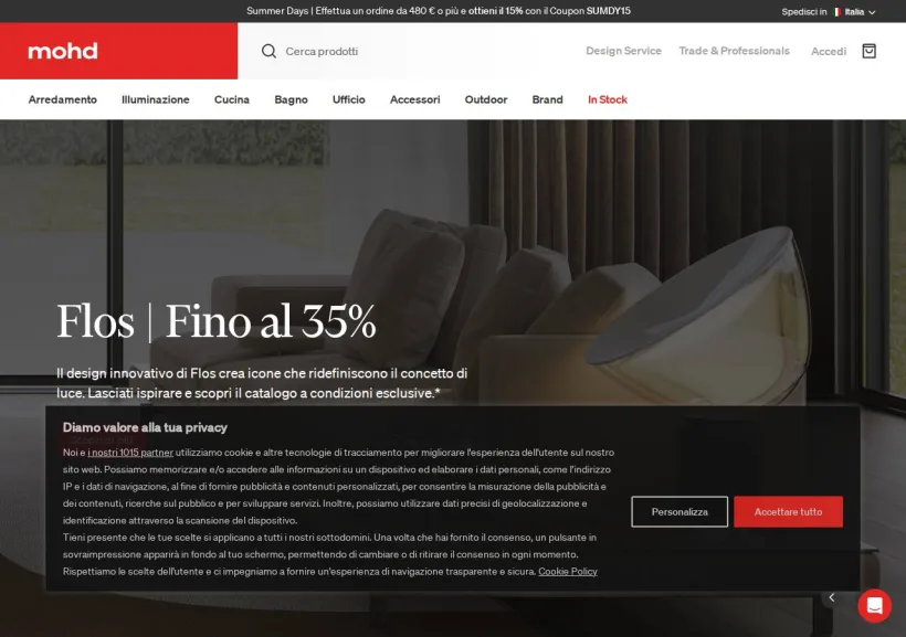 Schermata della pagina offerta di MOHD