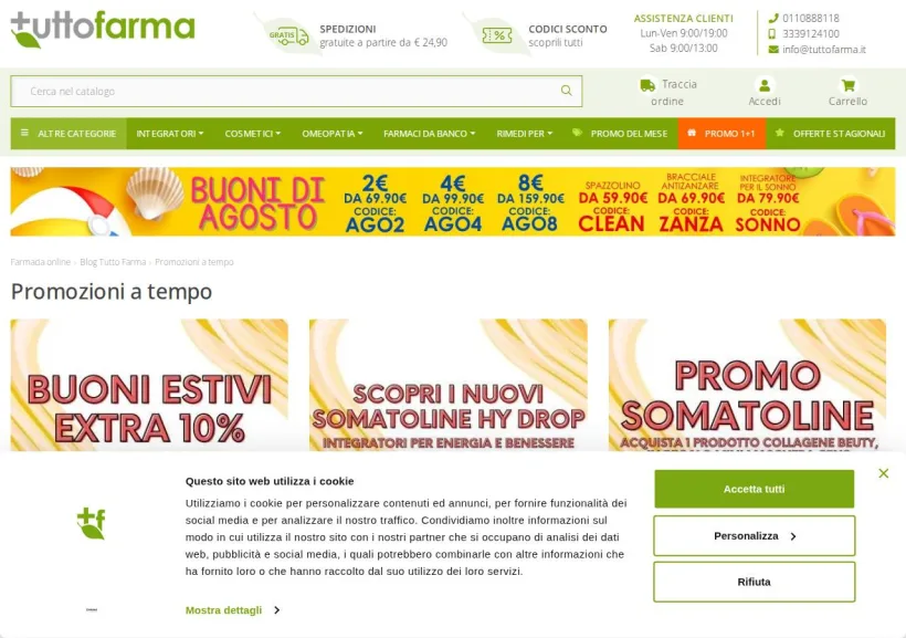 Schermata della pagina offerta di Tuttofarma