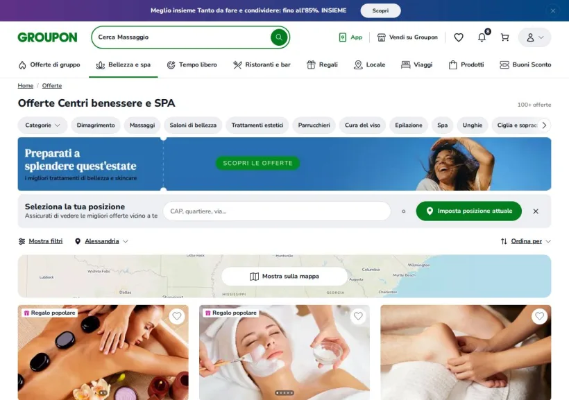 Schermata della pagina offerta di Groupon