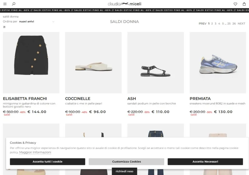 Schermata della pagina offerta di Claudio Miceli